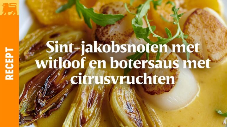 Kort gebakken sint-jakobsnoten met witloof en botersaus met citrusvruchten