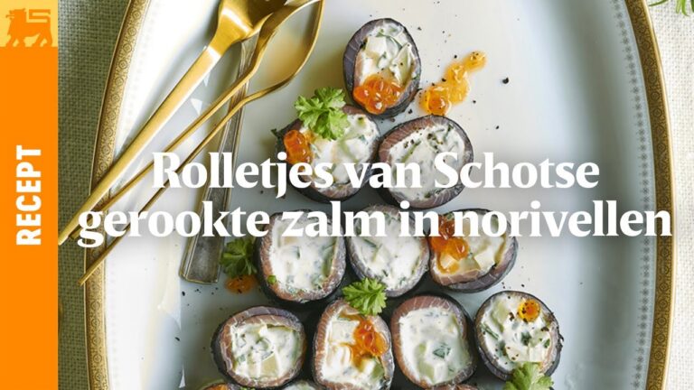 Rolletjes van Schotse gerookte zalm in norivellen